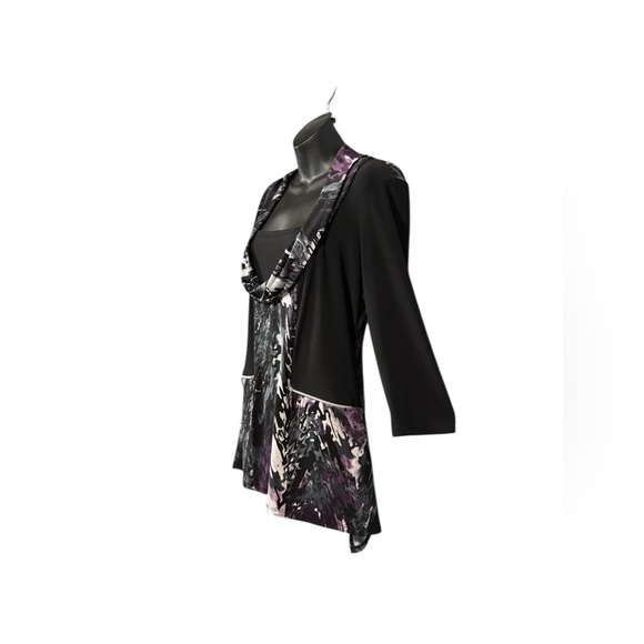 Frank Lyman Design, Chic Designer Tunic, Size 10, Black, White, Purple - Picture 6 of 9